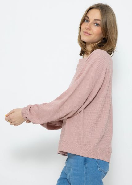 Long-sleeved shirt in waffle piqué - pink | New Clothing | New Arrivals
