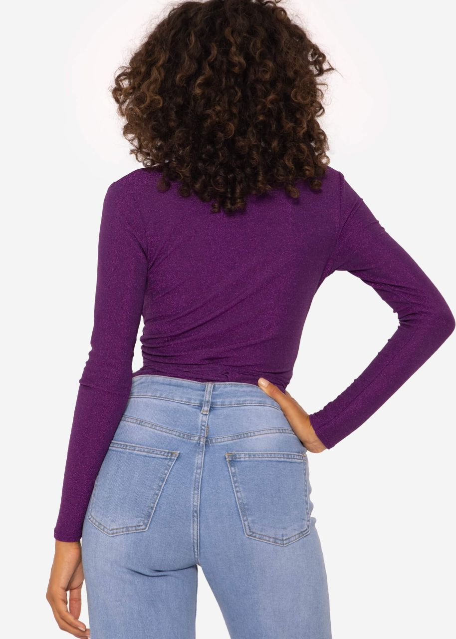 Glittery wrap around long sleeve shirt - purple