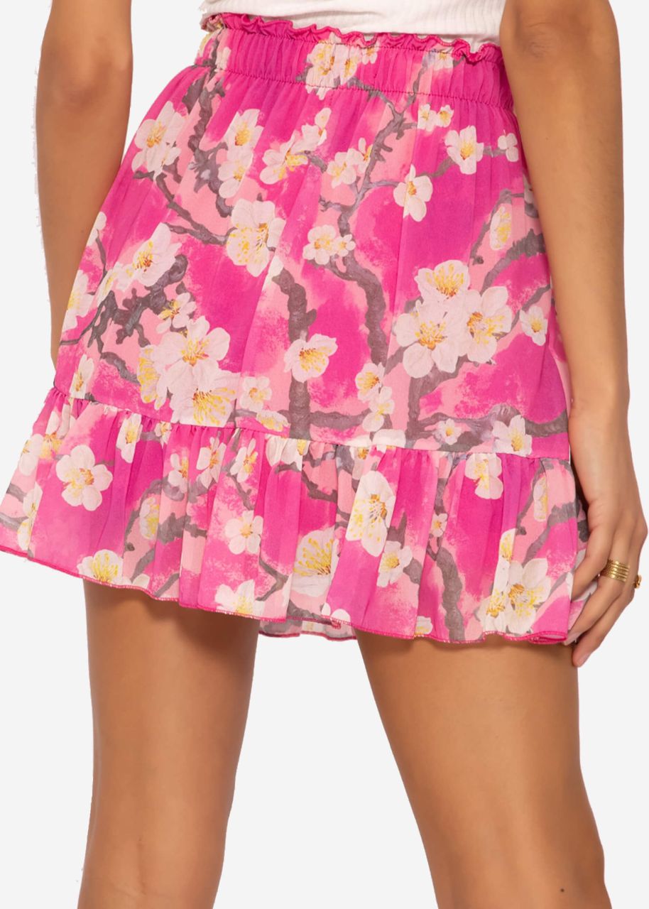 Ruched skirt with print, pink