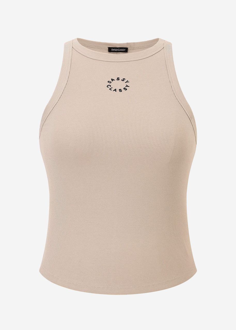 Tank top with embroidery - beige