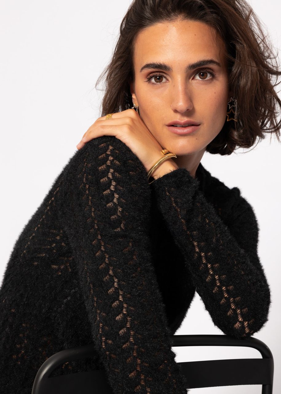 Jumper in extravagant soft lace - black