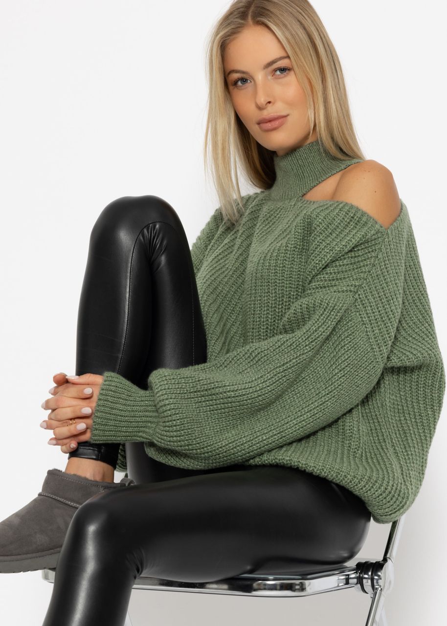 Oversize cut-out sweater - sage green