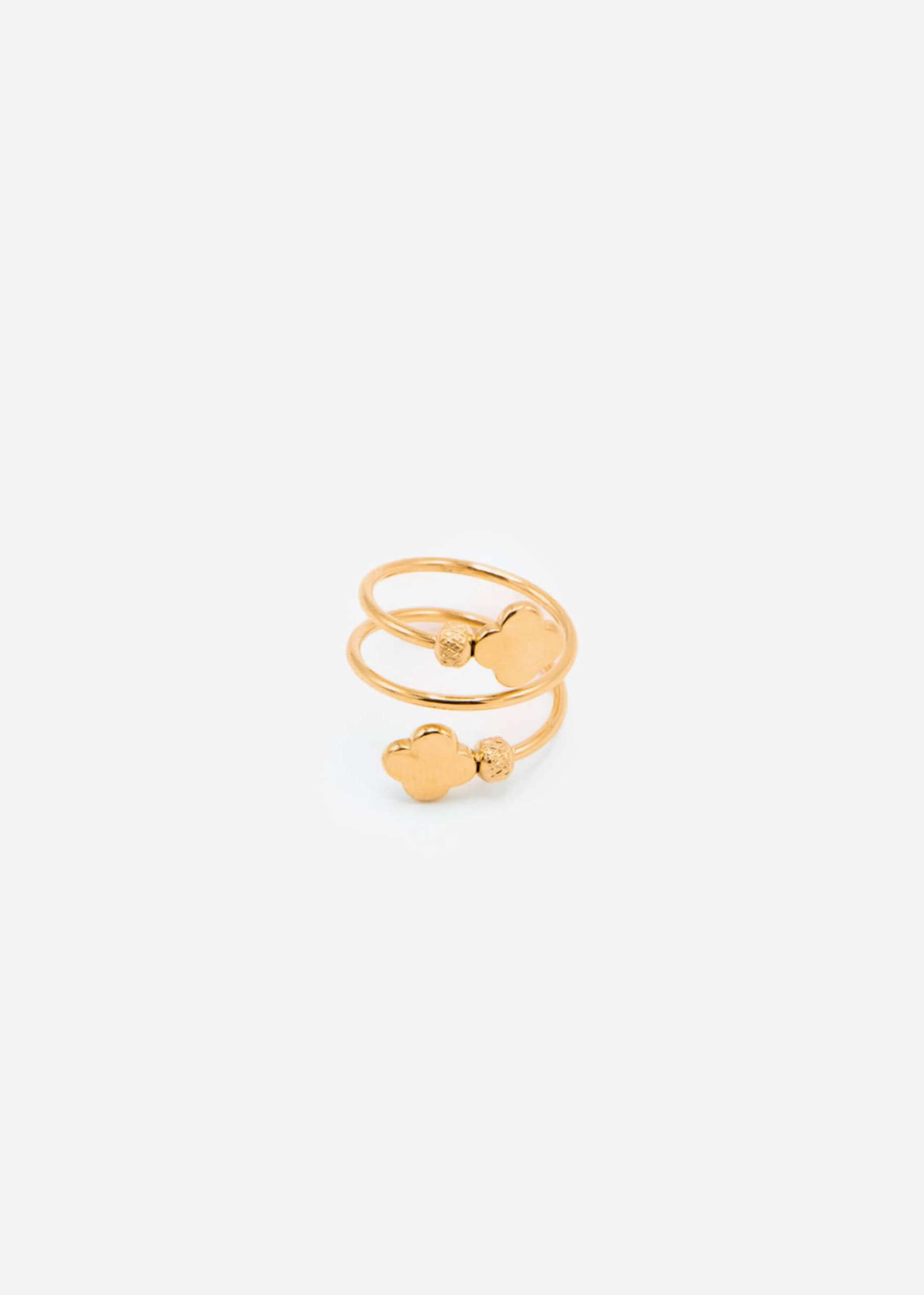 Intertwined cloverleaf ring - gold