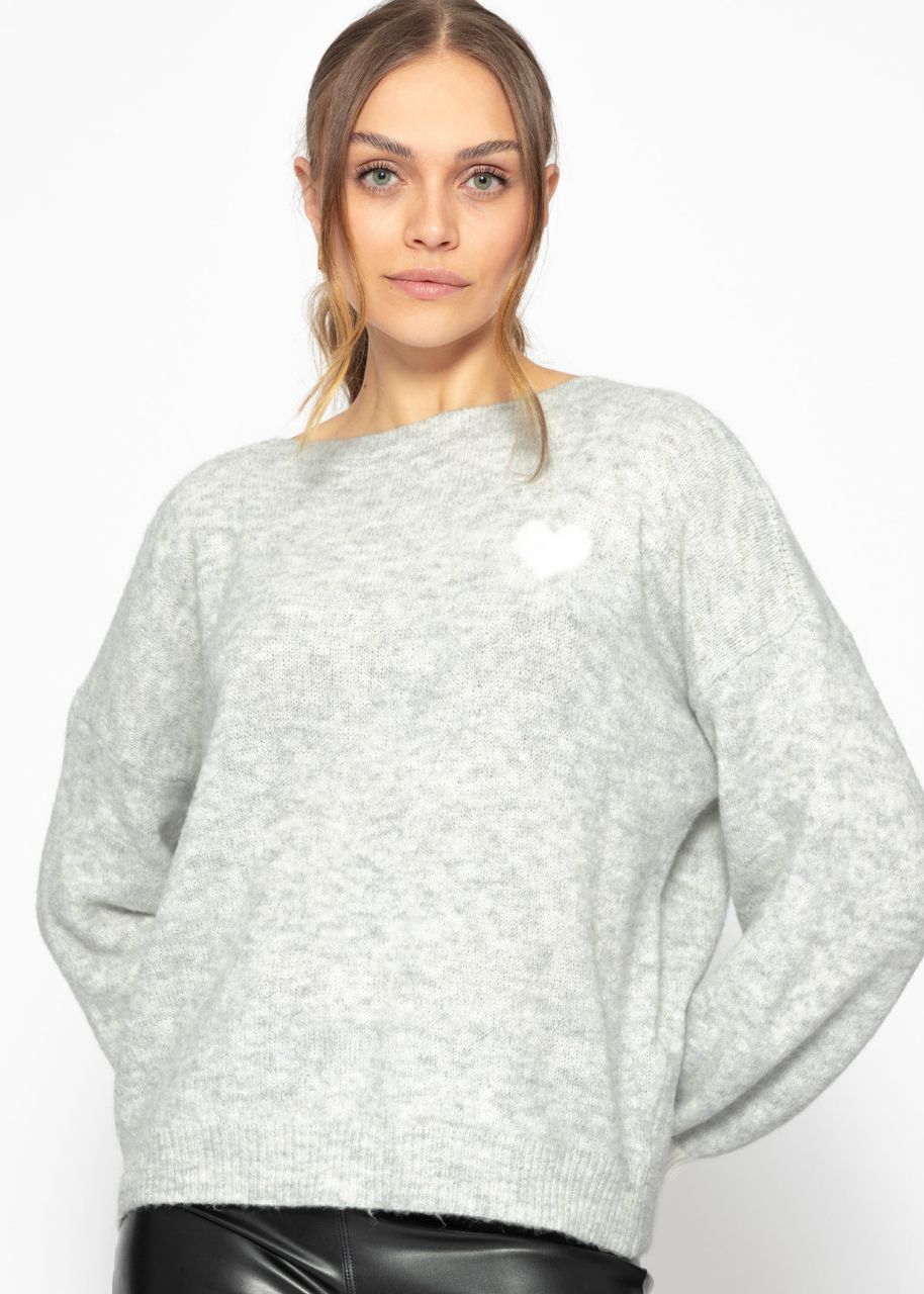 Sweater with heart - light gray