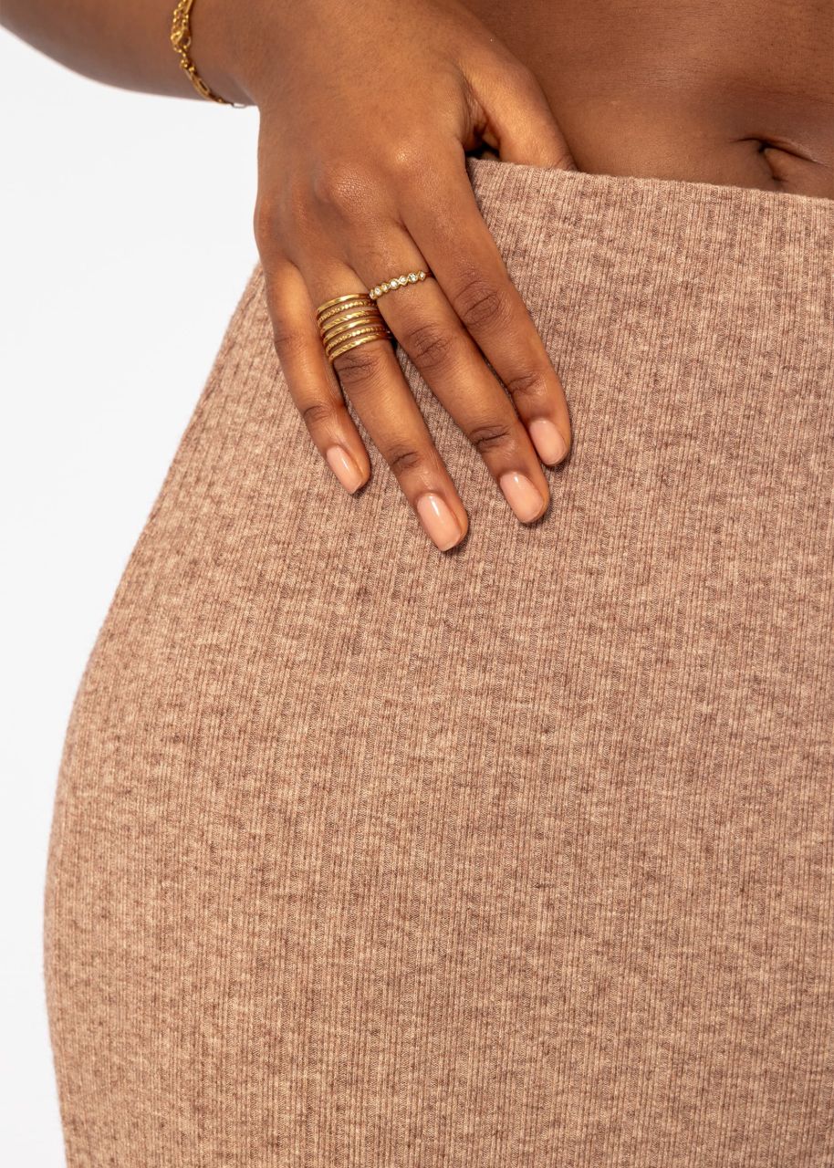 Midi length ribbed skirt - taupe