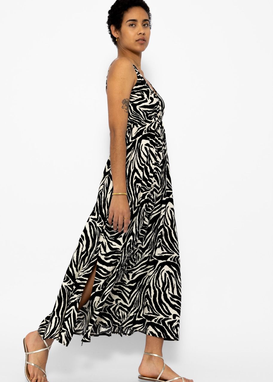 Maxi dress with zebra print - black and white