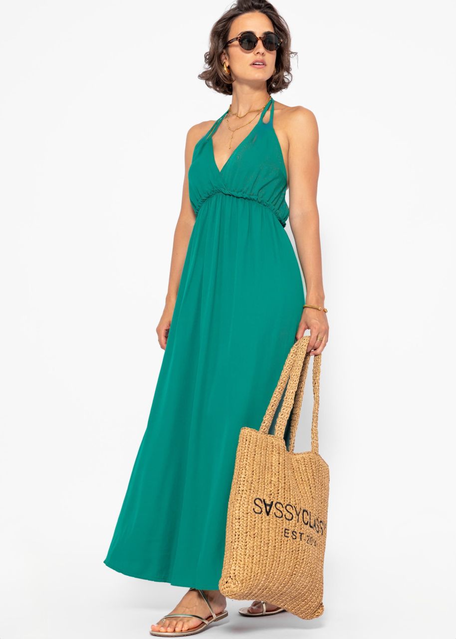 Halter neck maxi dress - green