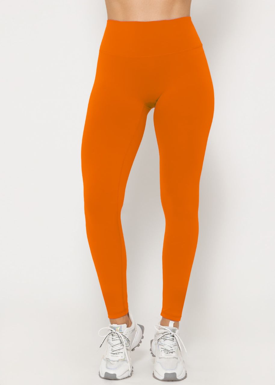 Sports leggings with high waist - orange