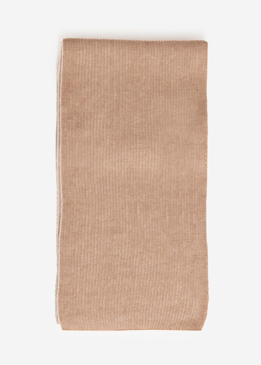 Two-coloured ribbed scarf - beige-light beige