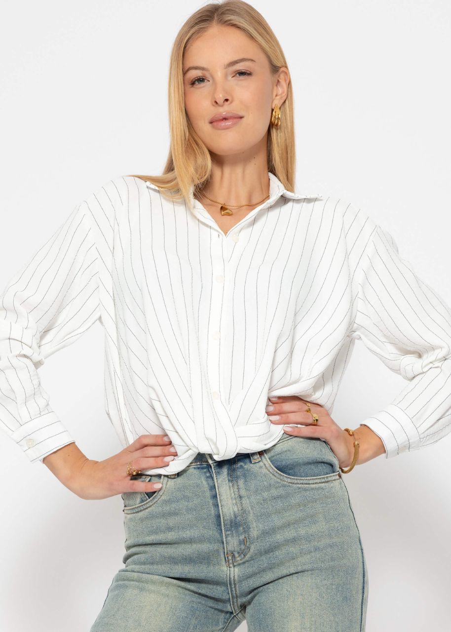 Striped blouse with knot - white