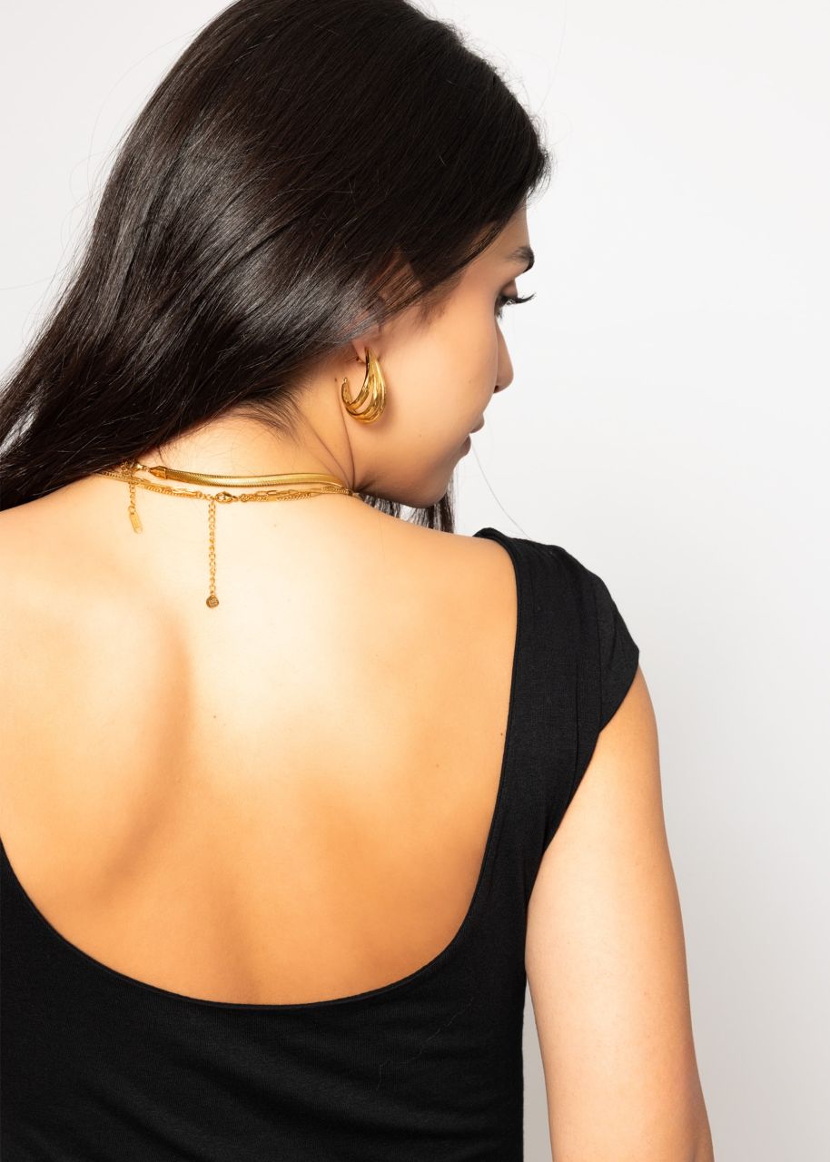 T-shirt with low-cut back - black