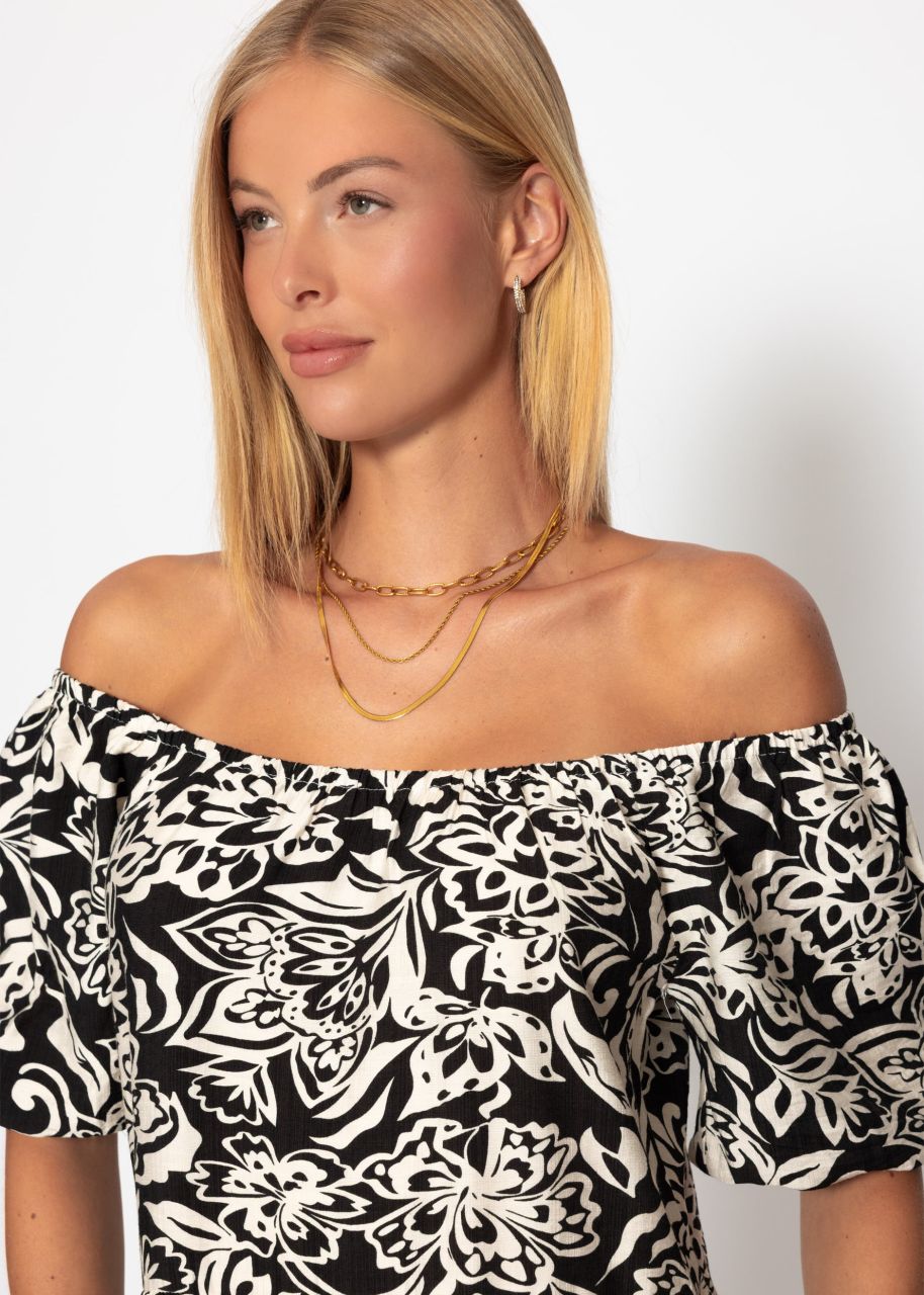 Maxi dress with floral print - black