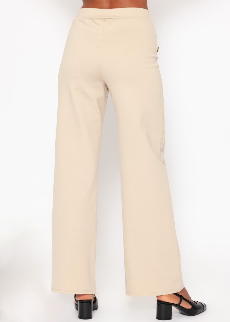 Trousers with decorative buttons - beige