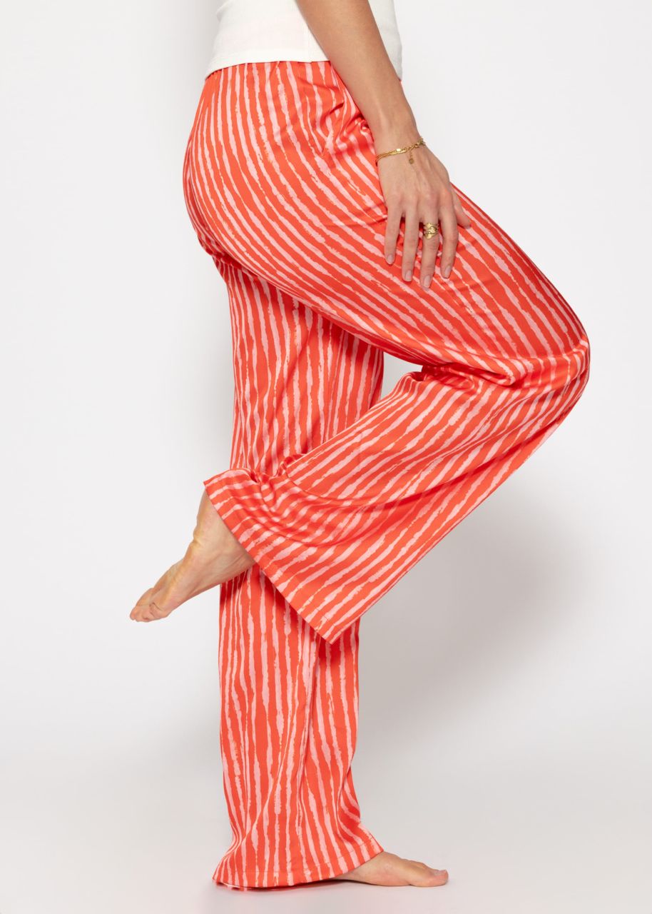 Striped satin trousers - orange