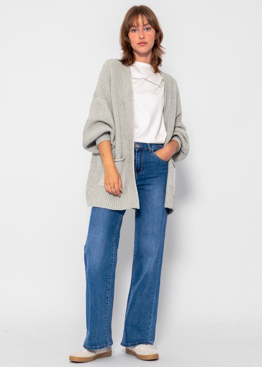 Soft knit cardigan with pockets - light grey