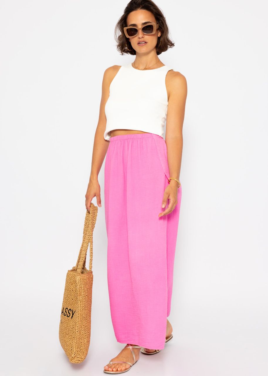 Long muslin skirt with high slit - pink