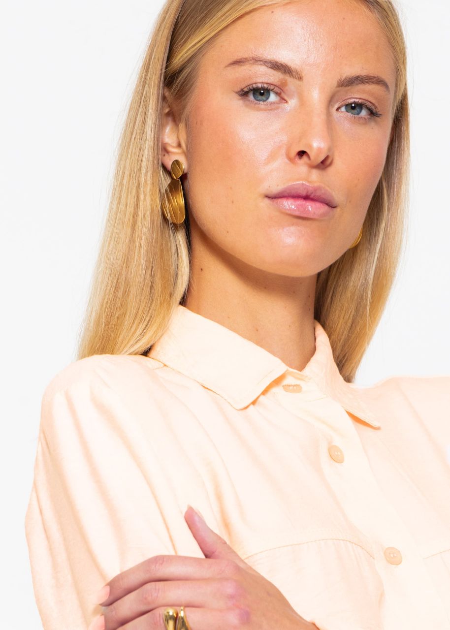 Shirt blouse with decorative seams - pastel peach