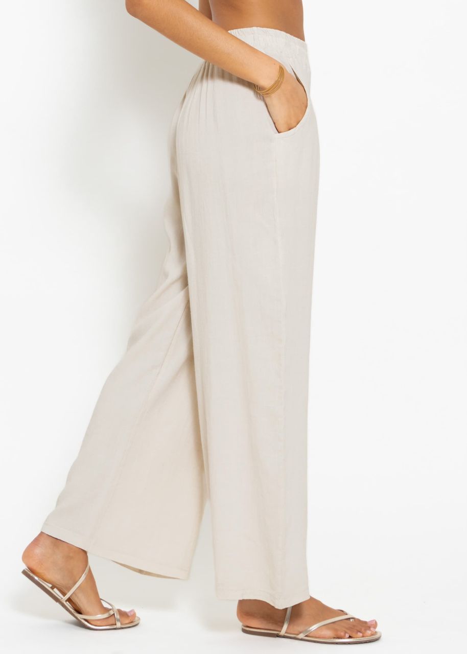 Casual linen trousers - greige