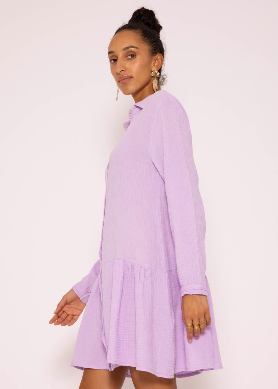 Muslin dress with long sleeves, lilac