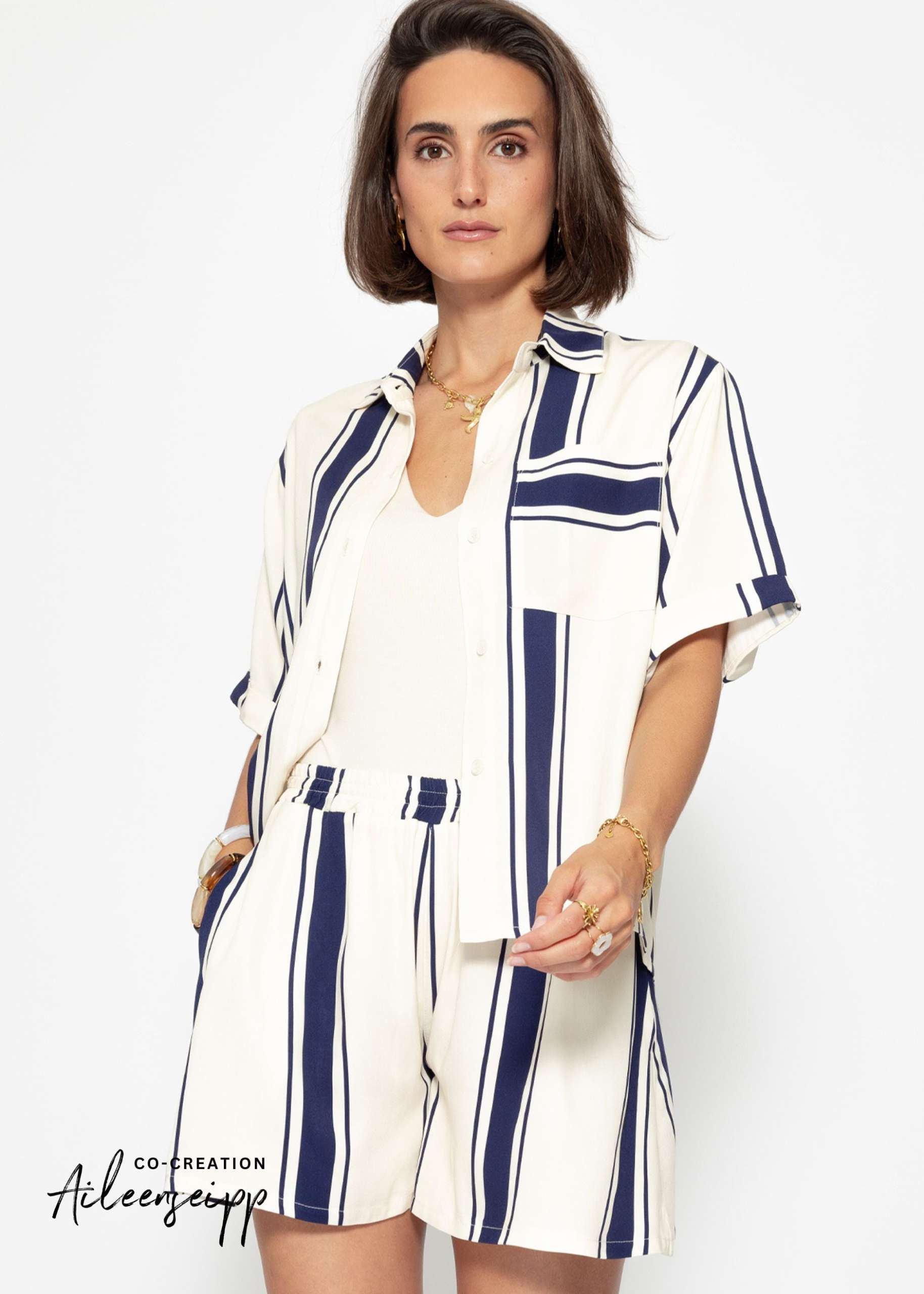 Striped blouse - dark blue