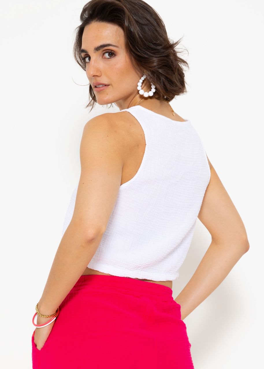 Muslin top with drawstring - white