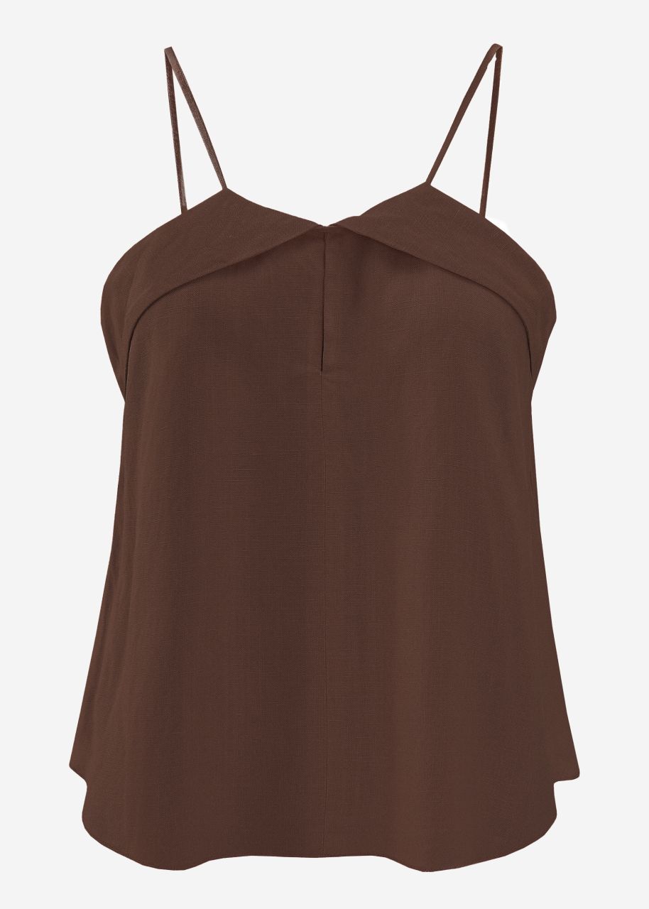 Linen top with spaghetti straps - brown