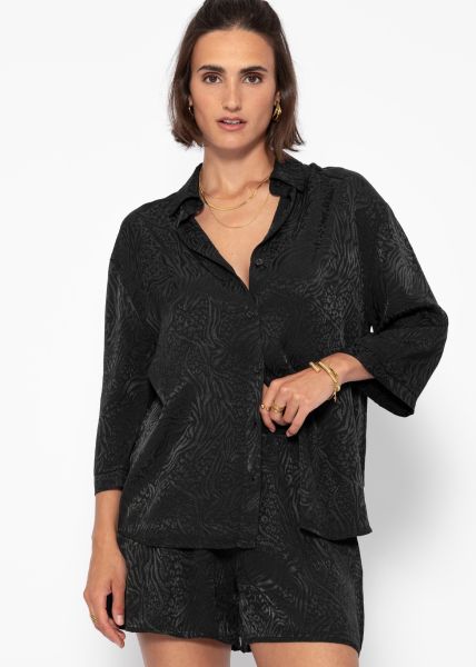 Jacquard blouse shirt - black