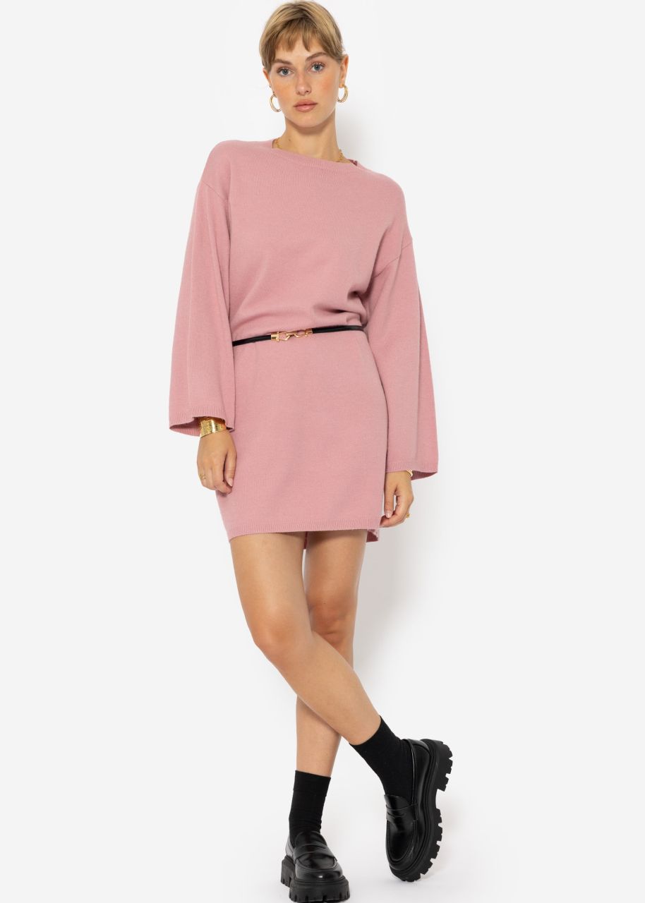 Oversize knitted mini dress - antique pink