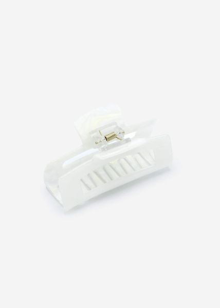 Square hair clip in mother-of-pearl look - white