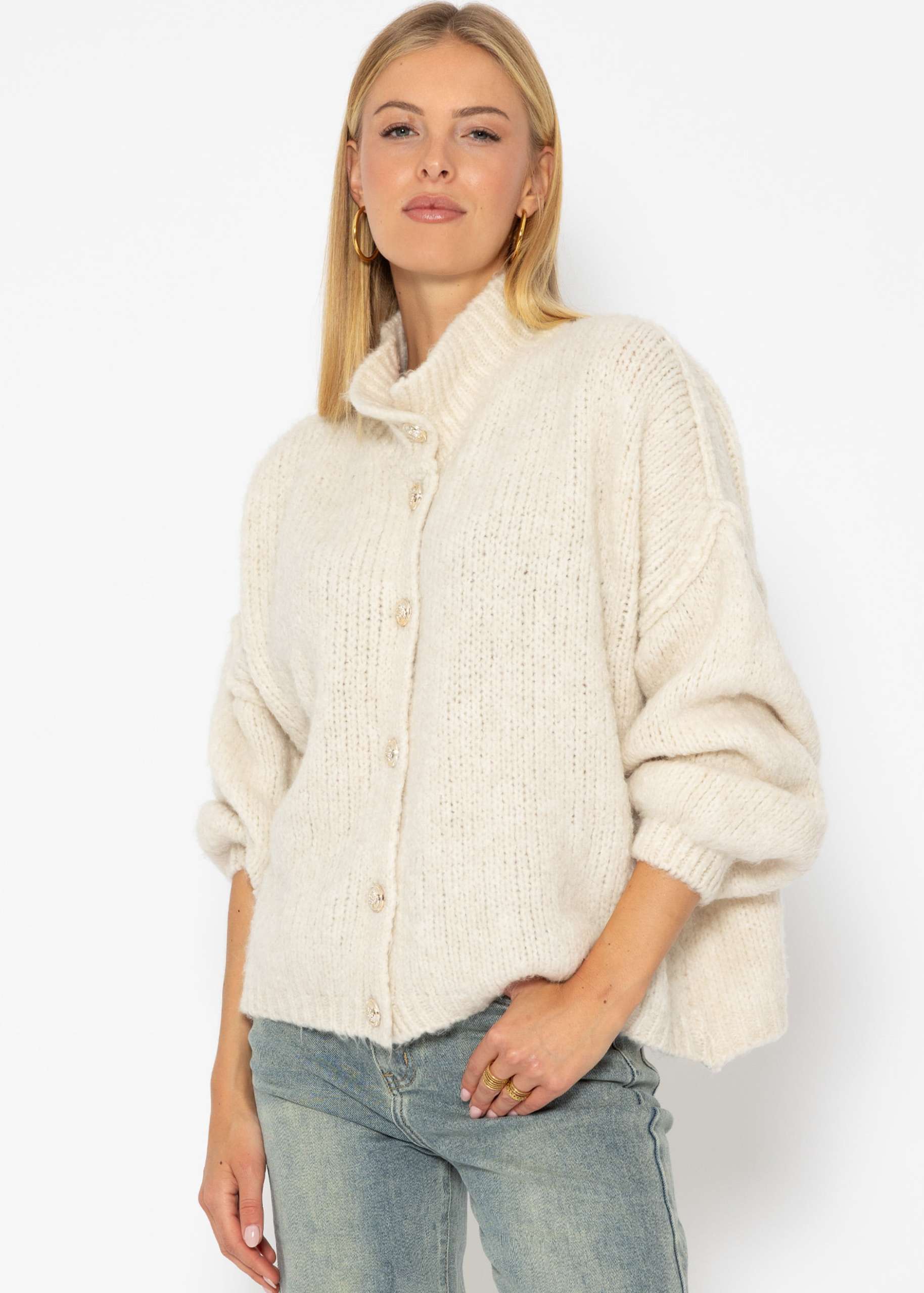 Jessica Haller Cosy oversized cardigan with buttons - offwhite