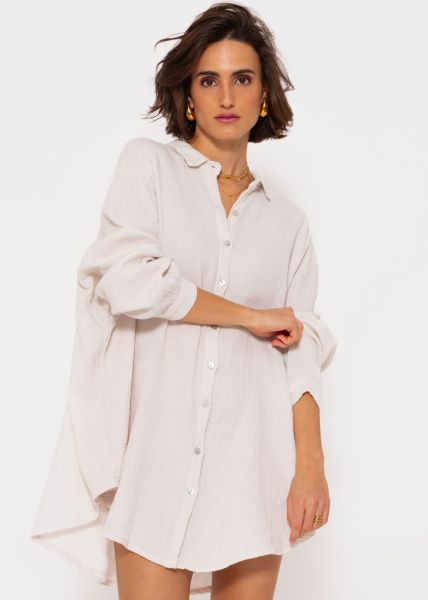 Muslin blouse oversize, light beige