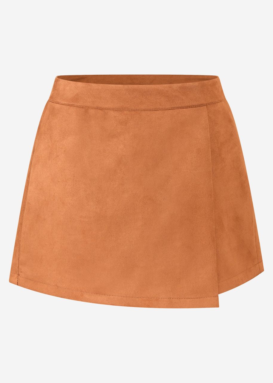 Suede-look culottes - cognac