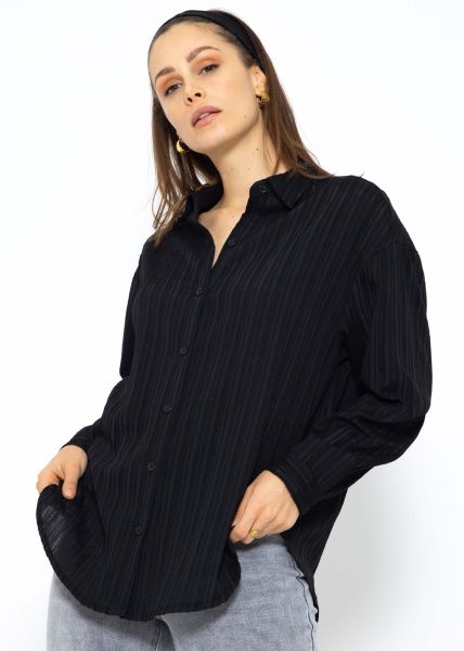 Blouse with crinkle effect - black
