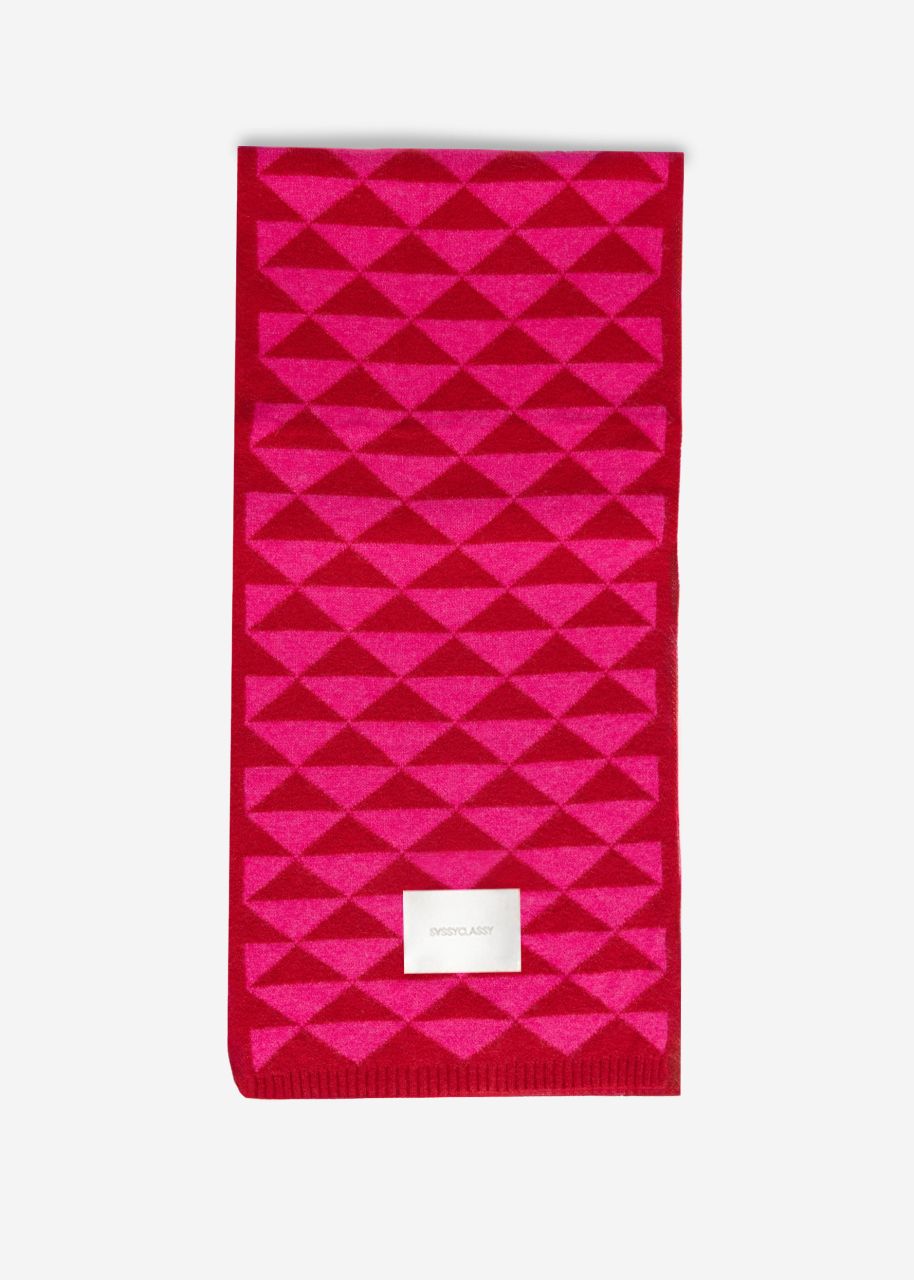 Scarf with geometric print - red-pink