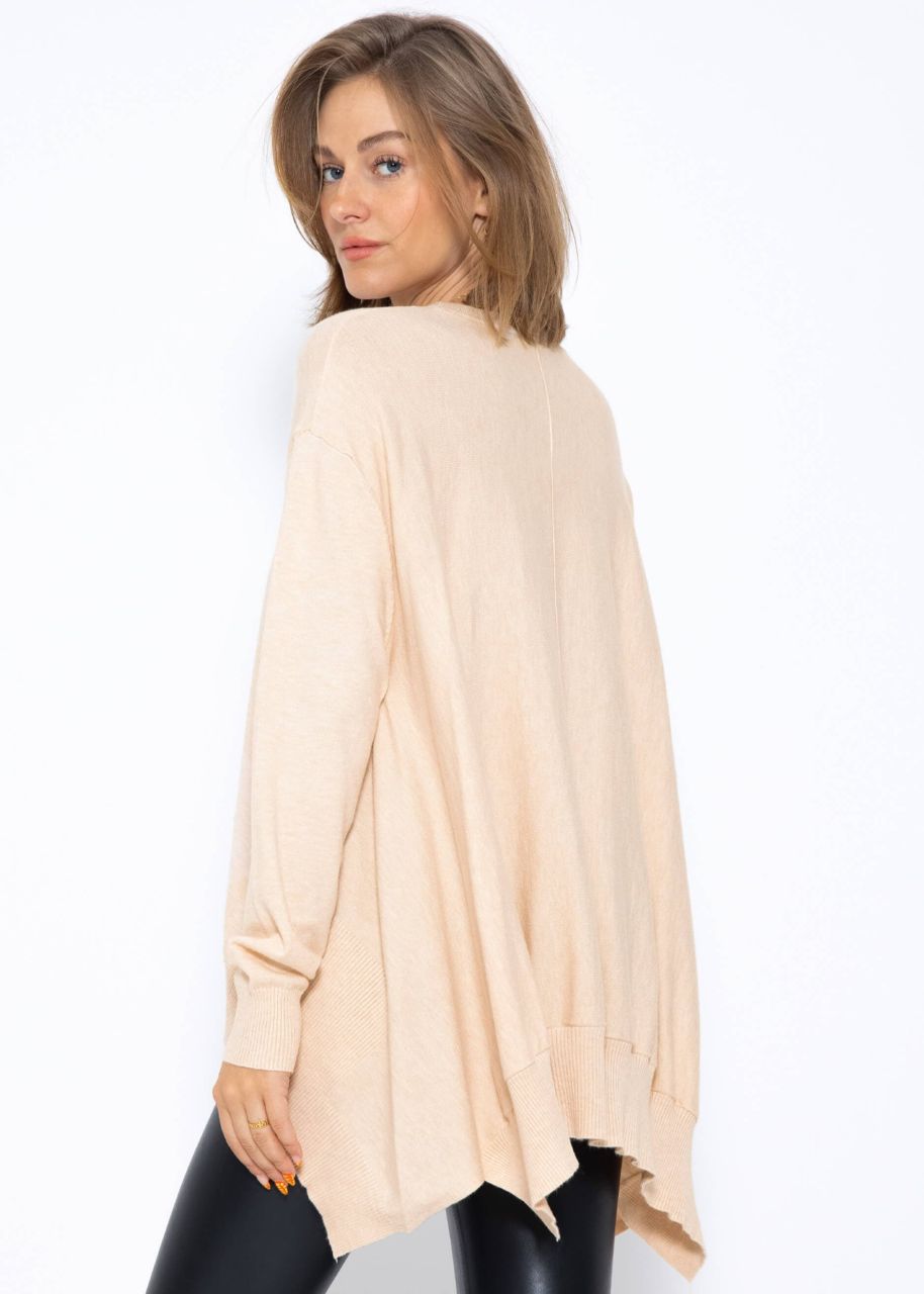 Oversize jumper, long at the back - beige