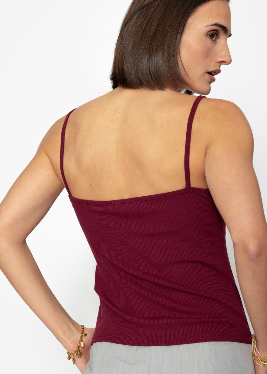 Strappy top with lace - burgundy