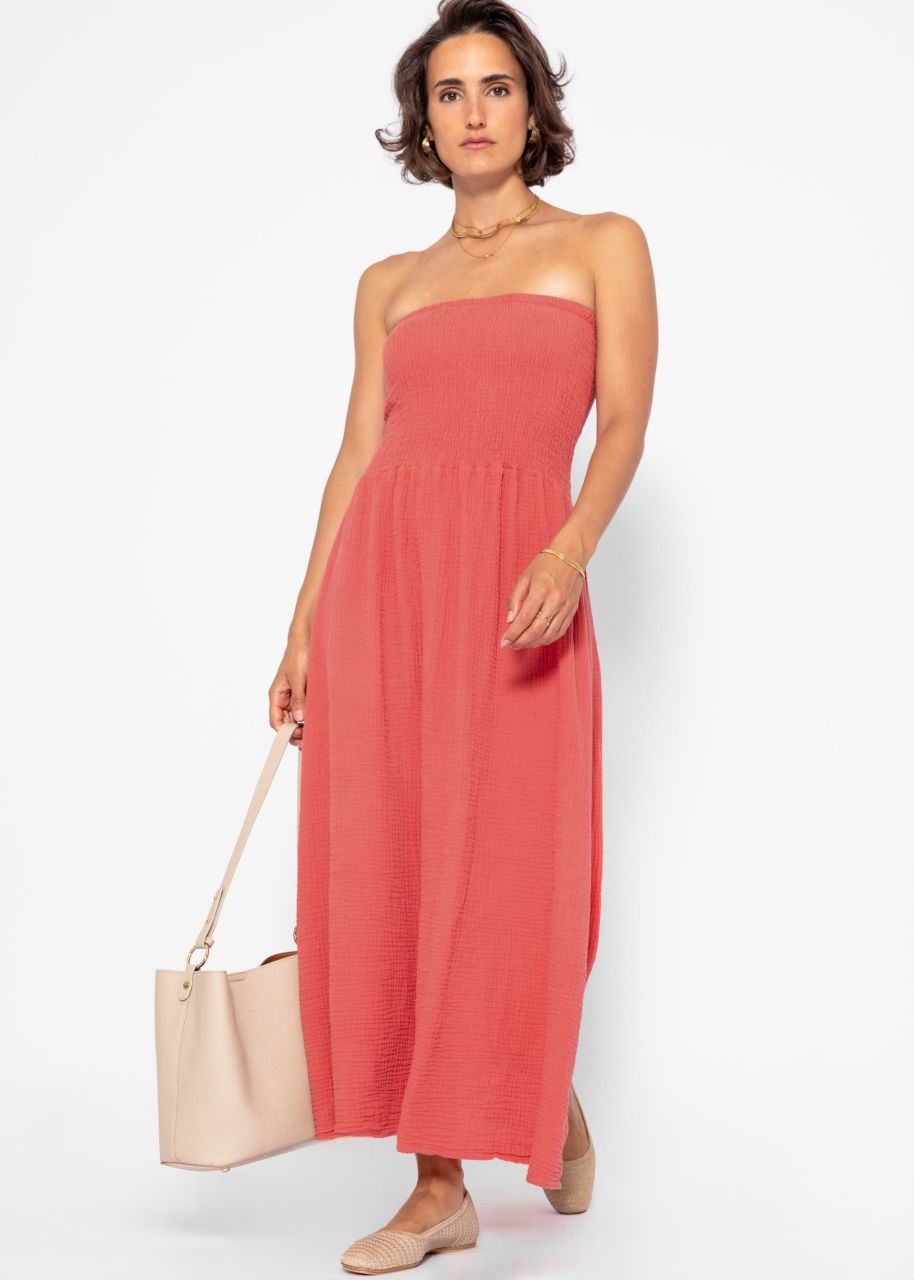 Off-the-shoulder muslin dress - lobster