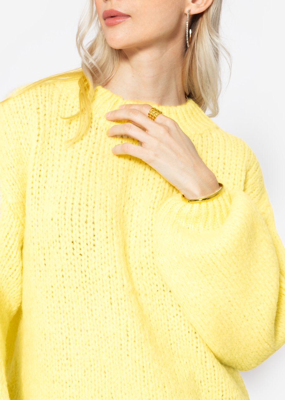 Oversized jumper with round neckline - vanilla yellow