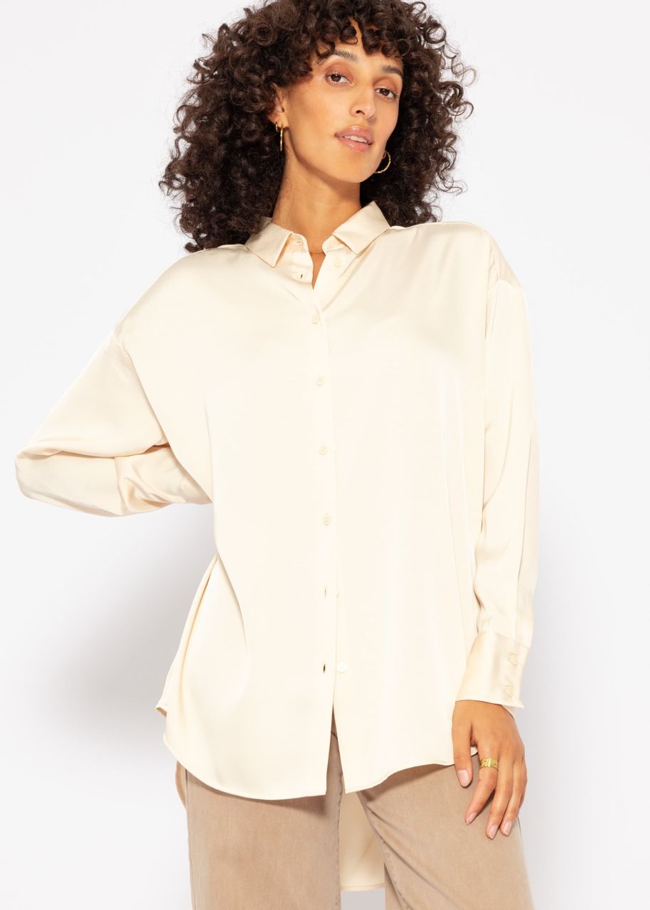 Oversize satin blouse - beige