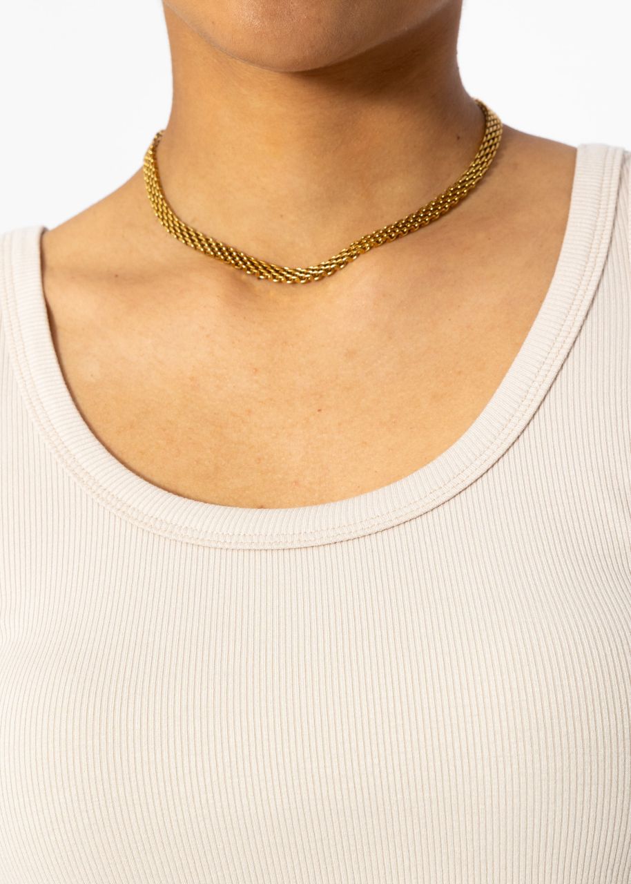 Tank top with neckline - beige