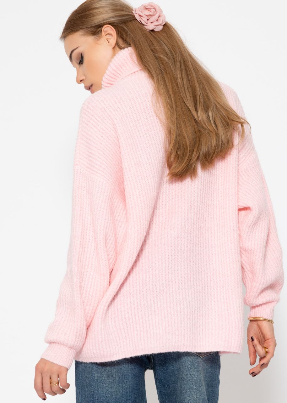 Oversize turtleneck sweater - pink