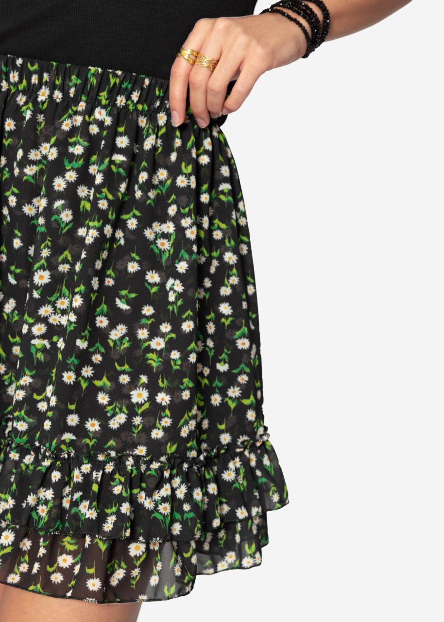 Floral skirt - black