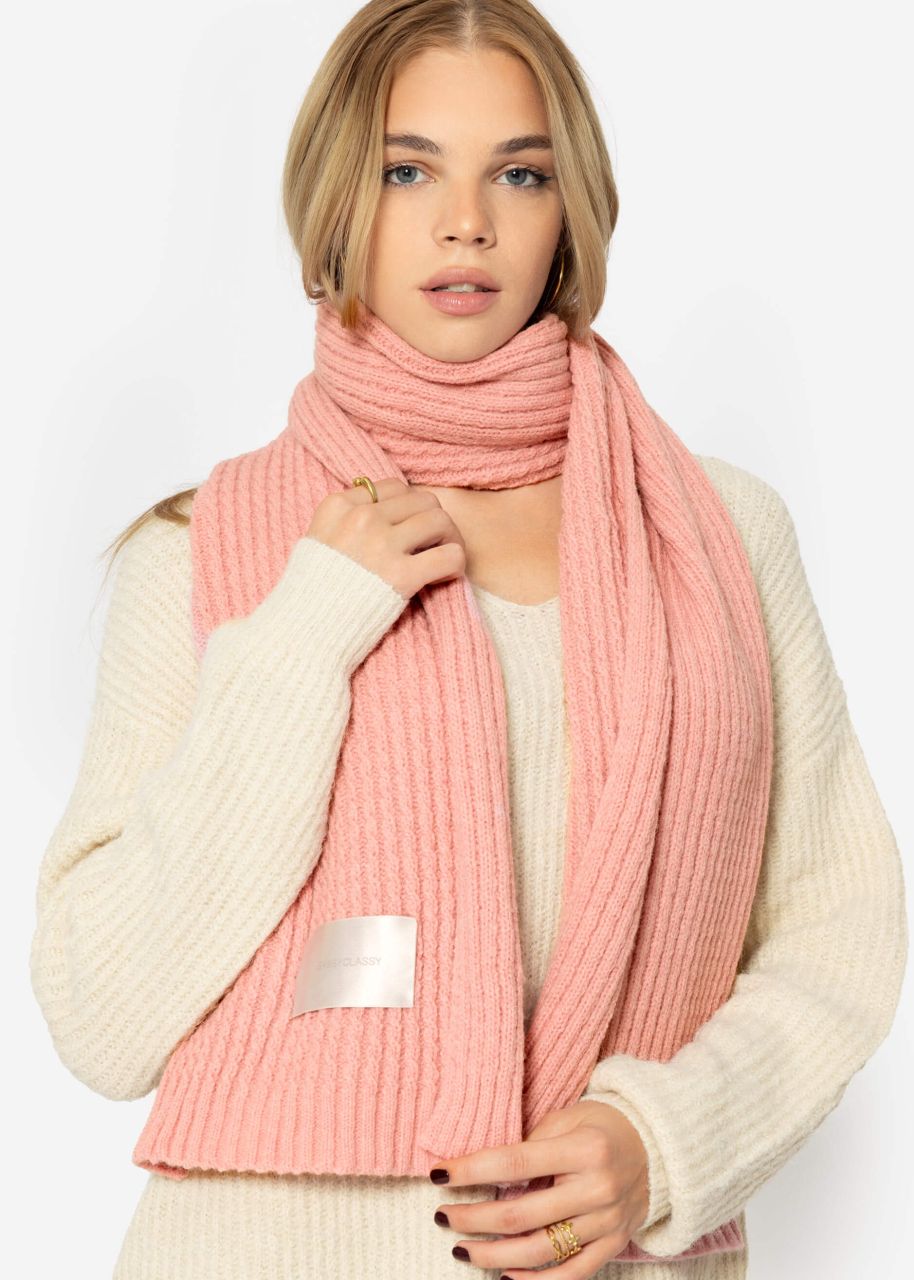 Ribbed knitted scarf - pink