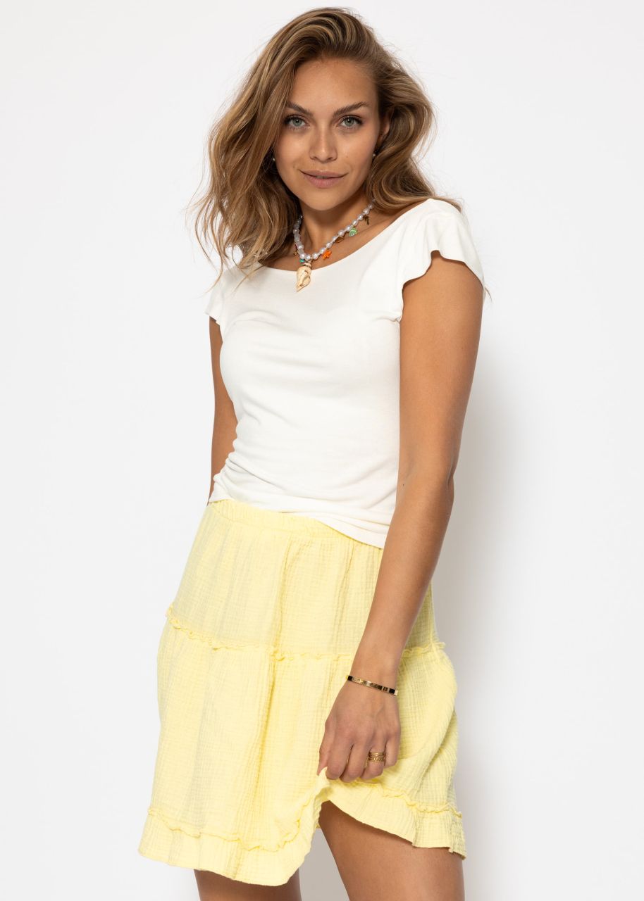 Muslin skirt with flounce - butter yellow