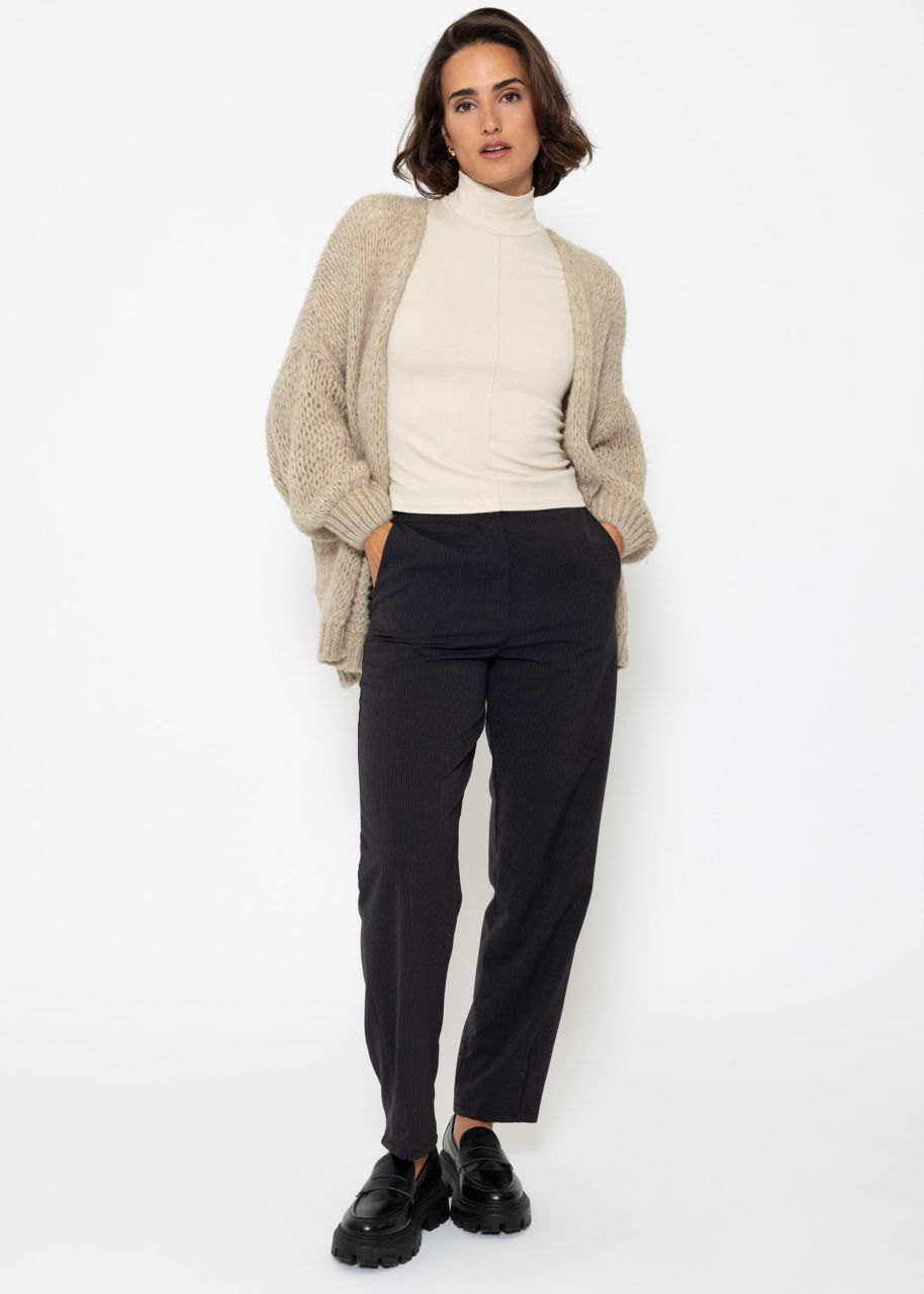 Long-sleeved shirt with turtleneck - beige