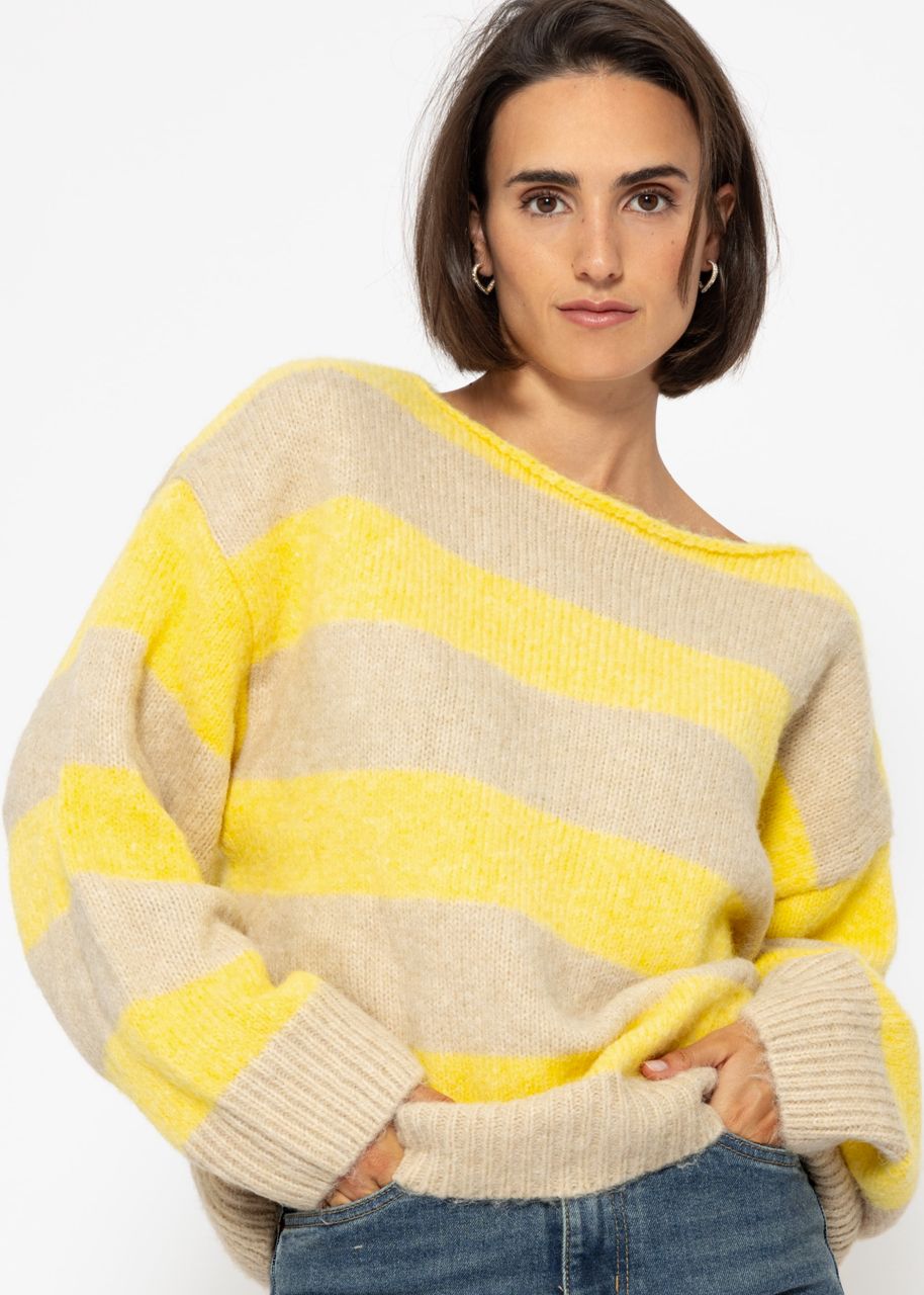 Jumper with block stripes - yellow-beige