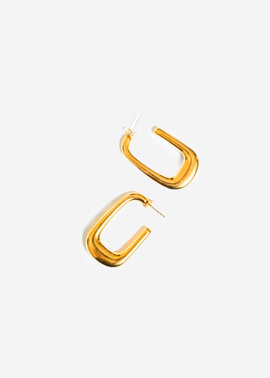 Large squared hoop earrings - gold