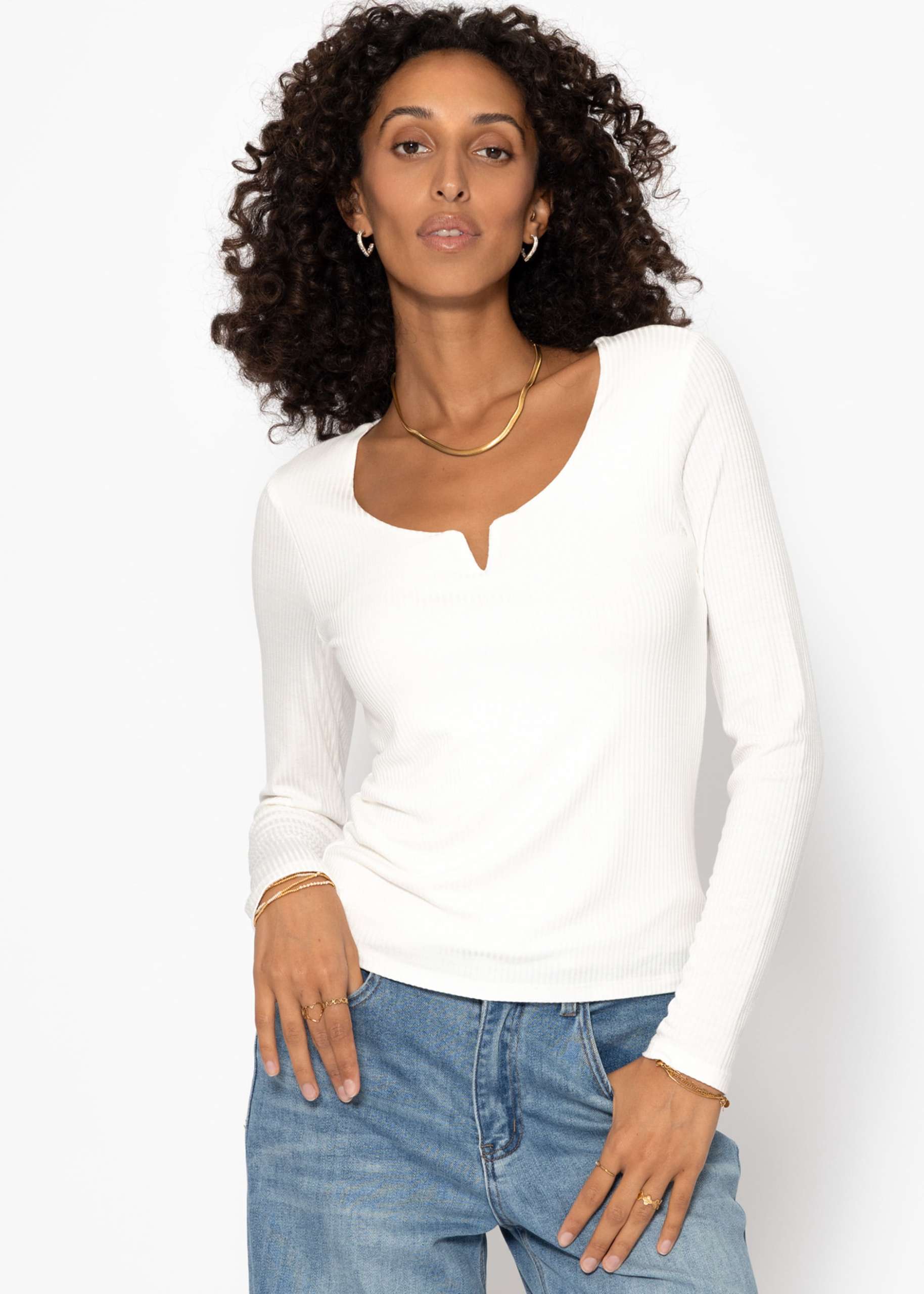 Ribbed long sleeve shirt - offwhite