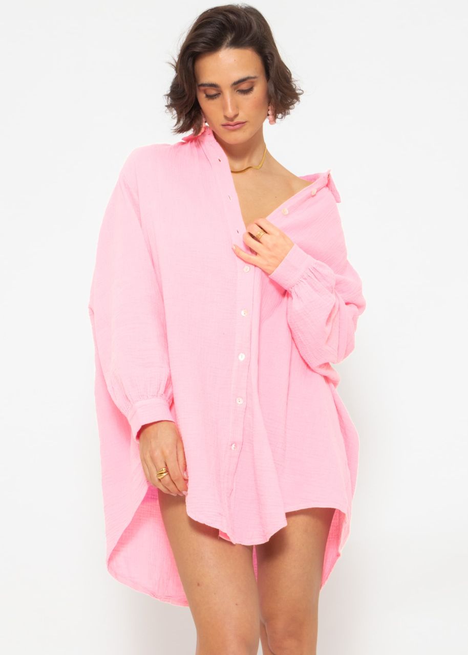 Muslin blouse oversize, baby pink