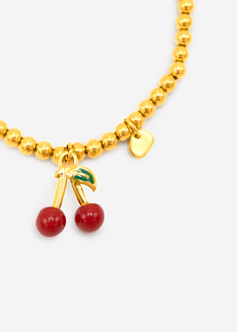 Bracelet with cherry pendant - gold